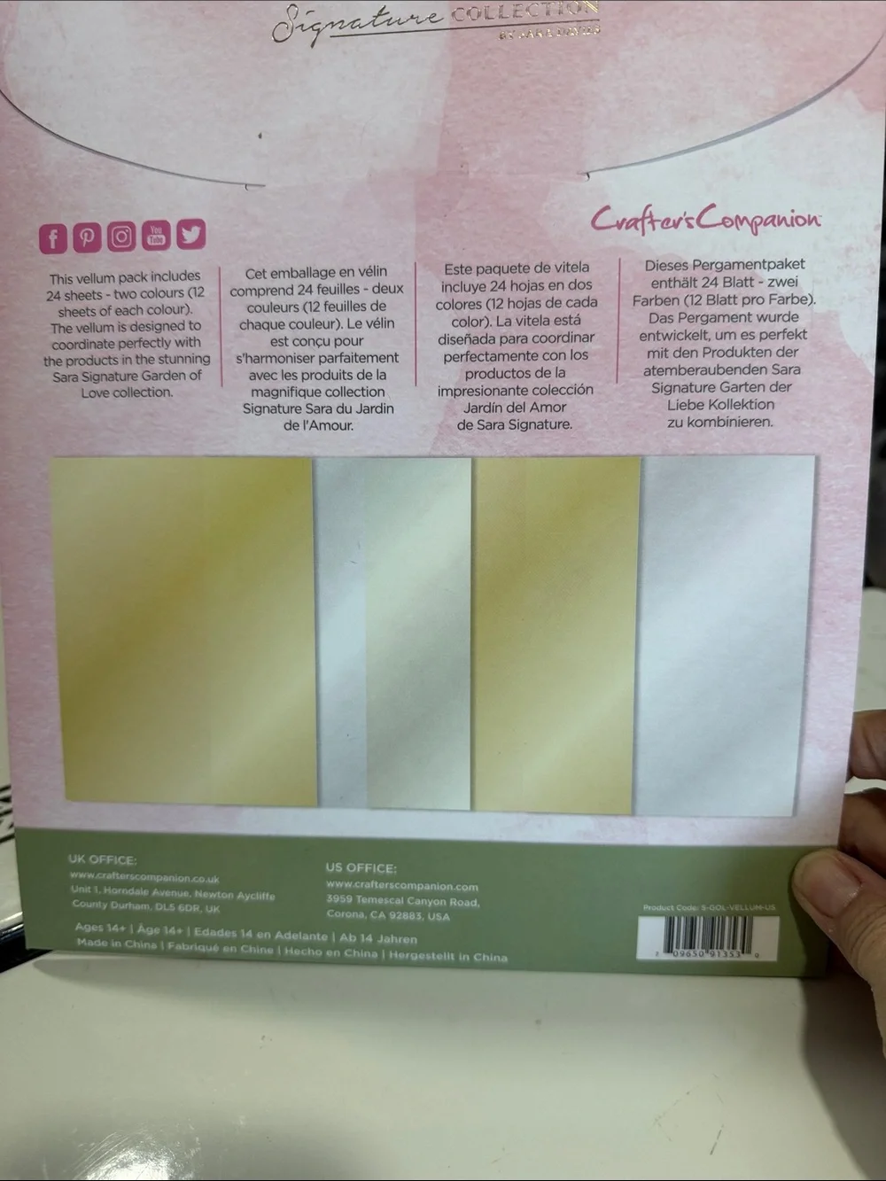 Crafters Companion Garden of Love Paper Pad, Glitter, Matt, Linen & Vellum Pads